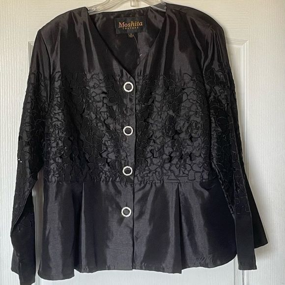 NWT MOSHITA COUTURE black detailed jacket, women's plus size18